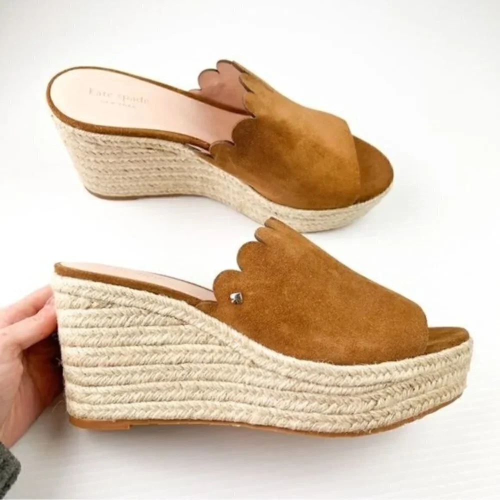 Kate Spade New York Brown Leather Tabby Sandal Espadrille women's size 10